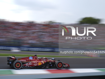 Charles Leclerc of Monaco drives the (16) Scuderia Ferrari SF-24 Ferrari during the race of the Formula 1 Pirelli Gran Premio d'Italia 2024...