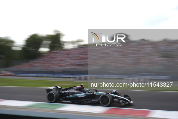 George Russell of the UK drives the (63) Mercedes-AMG Petronas F1 Team F1 W15 E Performance Mercedes during the race of the Formula 1 Pirell...