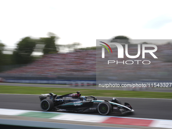 George Russell of the UK drives the (63) Mercedes-AMG Petronas F1 Team F1 W15 E Performance Mercedes during the race of the Formula 1 Pirell...