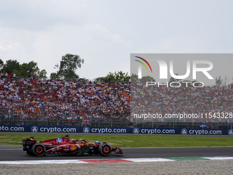 Charles Leclerc of Monaco drives the (16) Scuderia Ferrari SF-24 Ferrari during the race of the Formula 1 Pirelli Gran Premio d'Italia 2024...