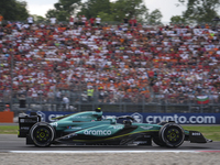 Fernando Alonso of Spain drives the (14) Aston Martin Aramco Cognizant F1 Team AMR24 Mercedes during the race of the Formula 1 Pirelli Gran...