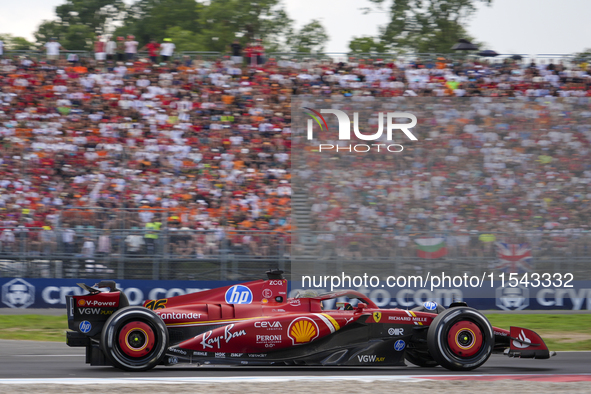 Charles Leclerc of Monaco drives the (16) Scuderia Ferrari SF-24 Ferrari during the race of the Formula 1 Pirelli Gran Premio d'Italia 2024...