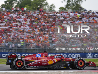 Charles Leclerc of Monaco drives the (16) Scuderia Ferrari SF-24 Ferrari during the race of the Formula 1 Pirelli Gran Premio d'Italia 2024...