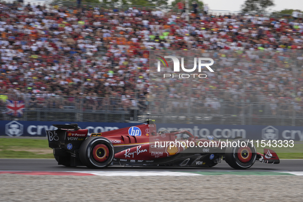 Carlos Sainz Jr. of Spain drives the (55) Scuderia Ferrari SF-24 Ferrari during the race of the Formula 1 Pirelli Gran Premio d'Italia 2024...