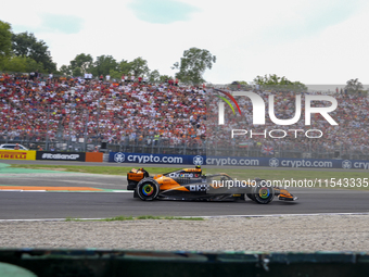 Lando Norris of the UK drives the (4) McLaren F1 Team MCL38 Mercedes during the race of the Formula 1 Pirelli Gran Premio d'Italia 2024 in M...