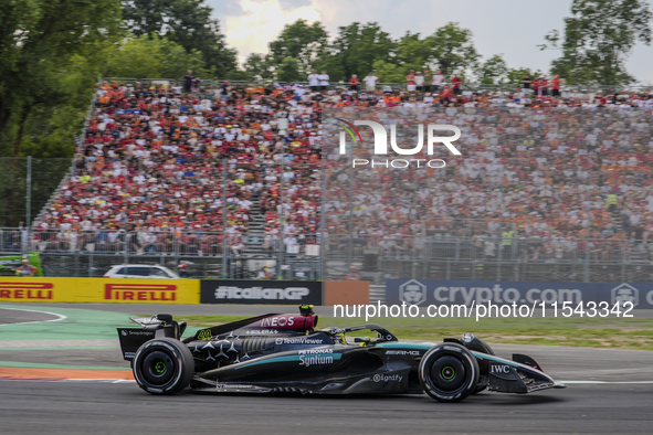 Lewis Hamilton of the UK drives the (44) Mercedes-AMG Petronas F1 Team F1 W15 E Performance Mercedes during the race of the Formula 1 Pirell...