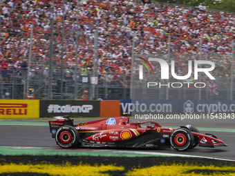 Carlos Sainz Jr. of Spain drives the (55) Scuderia Ferrari SF-24 Ferrari during the race of the Formula 1 Pirelli Gran Premio d'Italia 2024...