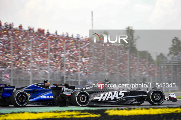 Kevin Magnussen of Denmark drives the (20) MoneyGram Haas F1 Team VF-24 Ferrari during the race of the Formula 1 Pirelli Gran Premio d'Itali...