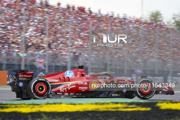 Charles Leclerc of Monaco drives the (16) Scuderia Ferrari SF-24 Ferrari during the race of the Formula 1 Pirelli Gran Premio d'Italia 2024...