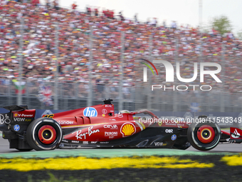 Charles Leclerc of Monaco drives the (16) Scuderia Ferrari SF-24 Ferrari during the race of the Formula 1 Pirelli Gran Premio d'Italia 2024...