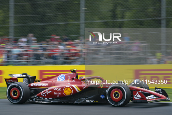 Carlos Sainz Jr. of Spain drives the (55) Scuderia Ferrari SF-24 Ferrari during the race of the Formula 1 Pirelli Gran Premio d'Italia 2024...