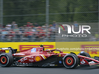 Carlos Sainz Jr. of Spain drives the (55) Scuderia Ferrari SF-24 Ferrari during the race of the Formula 1 Pirelli Gran Premio d'Italia 2024...