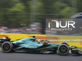 Lance Stroll of Canada drives the (18) Aston Martin Aramco Cognizant F1 Team AMR24 Mercedes during the race of the Formula 1 Pirelli Gran Pr...