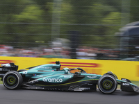 Lance Stroll of Canada drives the (18) Aston Martin Aramco Cognizant F1 Team AMR24 Mercedes during the race of the Formula 1 Pirelli Gran Pr...