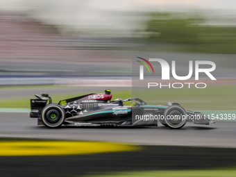 Lewis Hamilton of the UK drives the (44) Mercedes-AMG Petronas F1 Team F1 W15 E Performance Mercedes during the race of the Formula 1 Pirell...