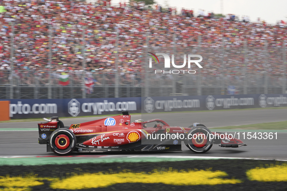 Charles Leclerc of Monaco drives the (16) Scuderia Ferrari SF-24 Ferrari during the race of the Formula 1 Pirelli Gran Premio d'Italia 2024...