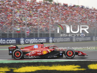 Charles Leclerc of Monaco drives the (16) Scuderia Ferrari SF-24 Ferrari during the race of the Formula 1 Pirelli Gran Premio d'Italia 2024...