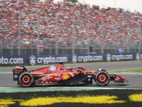 Charles Leclerc of Monaco drives the (16) Scuderia Ferrari SF-24 Ferrari during the race of the Formula 1 Pirelli Gran Premio d'Italia 2024...