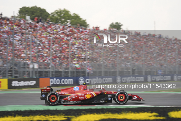 Carlos Sainz Jr. of Spain drives the (55) Scuderia Ferrari SF-24 Ferrari during the race of the Formula 1 Pirelli Gran Premio d'Italia 2024...