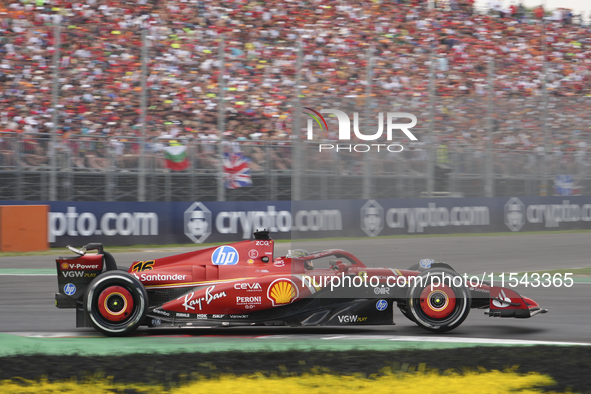 Charles Leclerc of Monaco drives the (16) Scuderia Ferrari SF-24 Ferrari during the race of the Formula 1 Pirelli Gran Premio d'Italia 2024...