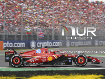 Charles Leclerc of Monaco drives the (16) Scuderia Ferrari SF-24 Ferrari during the race of the Formula 1 Pirelli Gran Premio d'Italia 2024...