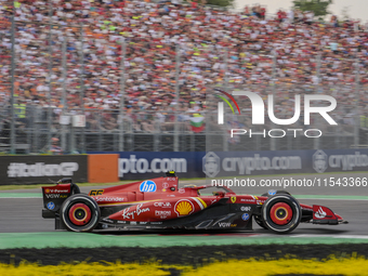 Carlos Sainz Jr. of Spain drives the (55) Scuderia Ferrari SF-24 Ferrari during the race of the Formula 1 Pirelli Gran Premio d'Italia 2024...