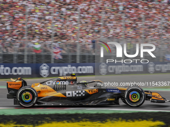 Lando Norris of the UK drives the (4) McLaren F1 Team MCL38 Mercedes during the race of the Formula 1 Pirelli Gran Premio d'Italia 2024 in M...