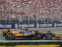 Lando Norris of the UK drives the (4) McLaren F1 Team MCL38 Mercedes during the race of the Formula 1 Pirelli Gran Premio d'Italia 2024 in M...