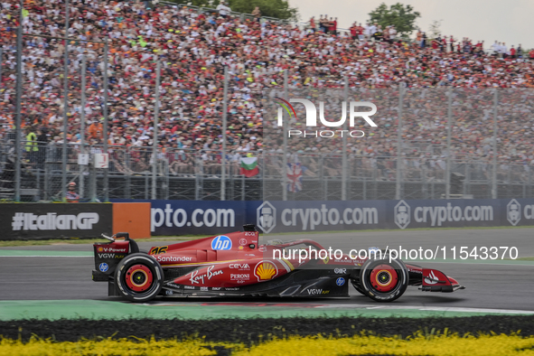 Charles Leclerc of Monaco drives the (16) Scuderia Ferrari SF-24 Ferrari during the race of the Formula 1 Pirelli Gran Premio d'Italia 2024...