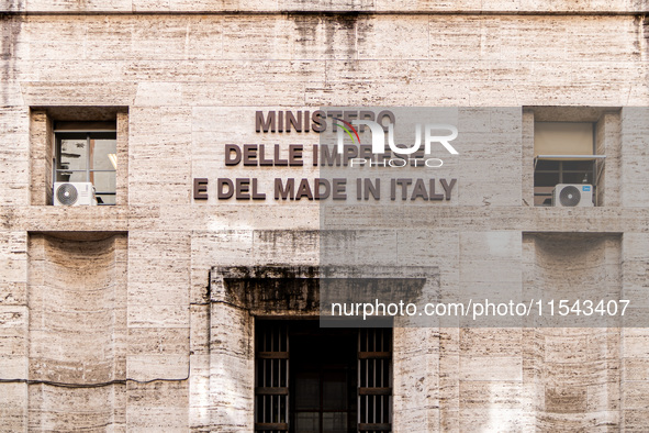 Italian bus industry workers rally in front of the Enterprises & Made in Italy Ministry to protest against the factory relocation from Bolog...