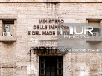 Italian bus industry workers rally in front of the Enterprises & Made in Italy Ministry to protest against the factory relocation from Bolog...