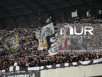 Fans of Universitatea Cluj during the Universitatea Cluj vs. Dinamo Bucuresti match at Cluj Arena in Cluj-Napoca, Romania, on September 2, 2...