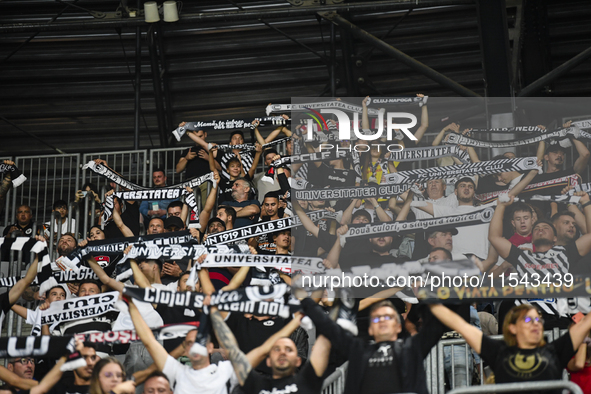 Fans of Universitatea Cluj during the Universitatea Cluj vs. Dinamo Bucuresti match at Cluj Arena in Cluj-Napoca, Romania, on September 2, 2...