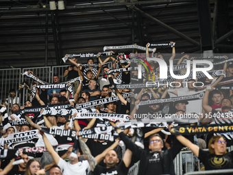 Fans of Universitatea Cluj during the Universitatea Cluj vs. Dinamo Bucuresti match at Cluj Arena in Cluj-Napoca, Romania, on September 2, 2...