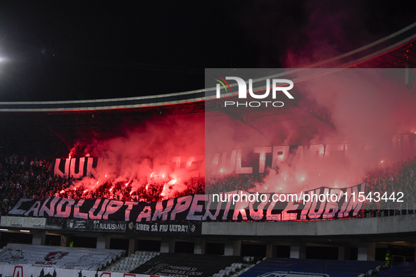 Fans of Universitatea Cluj during the Universitatea Cluj vs. Dinamo Bucuresti match at Cluj Arena in Cluj-Napoca, Romania, on September 2, 2...