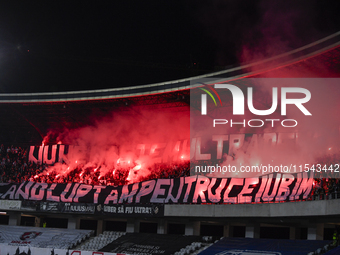 Fans of Universitatea Cluj during the Universitatea Cluj vs. Dinamo Bucuresti match at Cluj Arena in Cluj-Napoca, Romania, on September 2, 2...