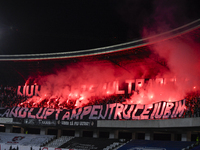 Fans of Universitatea Cluj during the Universitatea Cluj vs. Dinamo Bucuresti match at Cluj Arena in Cluj-Napoca, Romania, on September 2, 2...