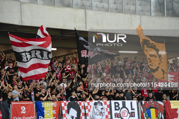 Fans of Dinamo during Universitatea Cluj vs. Dinamo Bucuresti in Cluj-Napoca, Romania, on September 2, 2024 