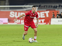 Raul Oprut is in action during Universitatea Cluj vs. Dinamo Bucuresti at Cluj Arena in Cluj-Napoca, Romania, on September 2, 2024 (