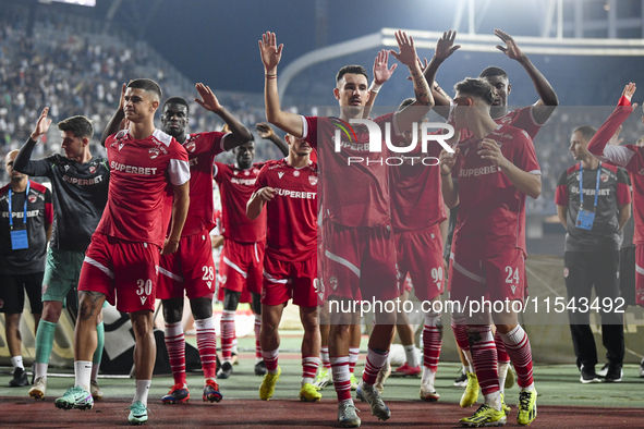 Players of FC Dinamo during Universitatea Cluj vs. Dinamo Bucuresti at Cluj Arena in Cluj-Napoca, Romania, on September 2, 2024 