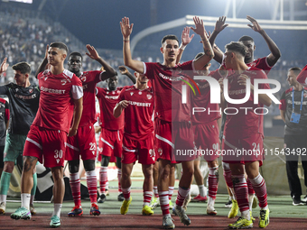 Players of FC Dinamo during Universitatea Cluj vs. Dinamo Bucuresti at Cluj Arena in Cluj-Napoca, Romania, on September 2, 2024 (