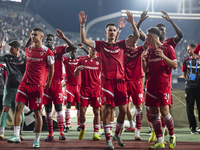 Players of FC Dinamo during Universitatea Cluj vs. Dinamo Bucuresti at Cluj Arena in Cluj-Napoca, Romania, on September 2, 2024 (