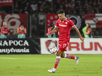 Georgi Milanov is in action during Universitatea Cluj vs. Dinamo Bucuresti at Cluj Arena in Cluj-Napoca, Romania, on September 2, 2024 (