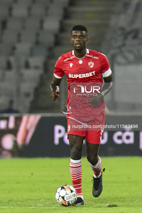 Eddy Gnahore plays during Universitatea Cluj vs. Dinamo Bucuresti at Cluj Arena in Cluj-Napoca, Romania, on September 2, 2024. 