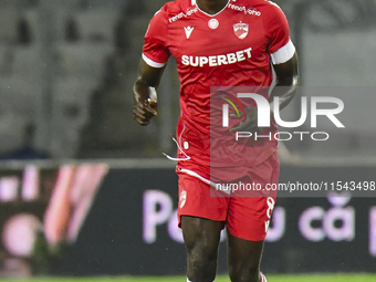 Eddy Gnahore plays during Universitatea Cluj vs. Dinamo Bucuresti at Cluj Arena in Cluj-Napoca, Romania, on September 2, 2024. (