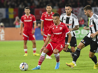 Catalin Cirjan is in action during Universitatea Cluj vs. Dinamo Bucuresti at Cluj Arena in Cluj-Napoca, Romania, on September 2, 2024. (