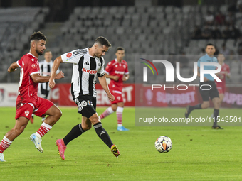 Alexandru Chipciu is in action during Universitatea Cluj vs. Dinamo Bucuresti at Cluj Arena in Cluj-Napoca, Romania, on September 2, 2024 (