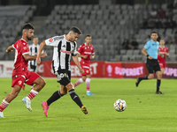 Alexandru Chipciu is in action during Universitatea Cluj vs. Dinamo Bucuresti at Cluj Arena in Cluj-Napoca, Romania, on September 2, 2024 (