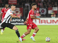 Antonio Bordusanu is in action during Universitatea Cluj vs. Dinamo Bucuresti at Cluj Arena in Cluj-Napoca, Romania, on September 2, 2024. (