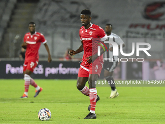 Eddy Gnahore plays during Universitatea Cluj vs. Dinamo Bucuresti at Cluj Arena in Cluj-Napoca, Romania, on September 2, 2024. (